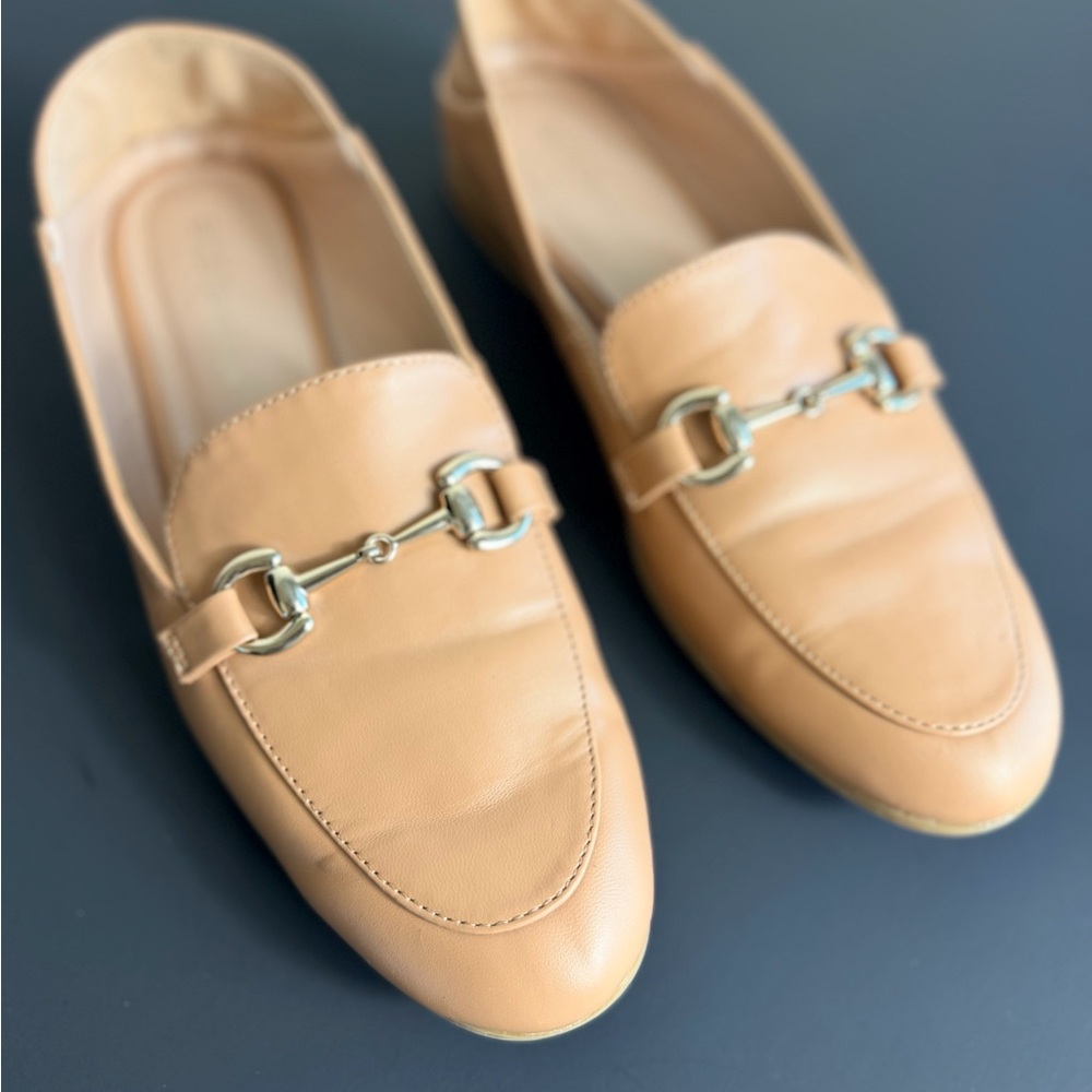 BCBGeneration Zeldi Convertible Loafers Women's Tan Leather Slip-On Horsebit 8